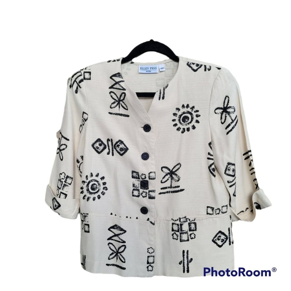 Vintage Abstract Floral Blazer Jacket